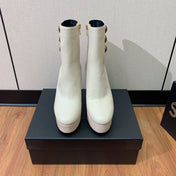 BALMAIN 26S ANKLE BOOTS 100 MM IN WHITE CALFSKIN