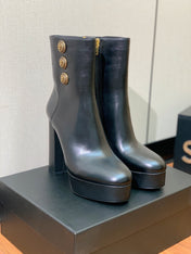 BALMAIN 26S ANKLE BOOTS 100 MM IN BLACK CALFSKIN