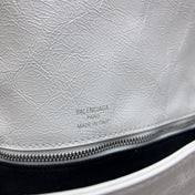 BB SOFT FLAP BAG 36 IN WHITE PEACH CALFSKIN SILVER HARDWARE