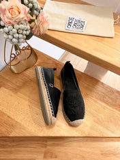 Loew Anagram Espadrille Black Leather