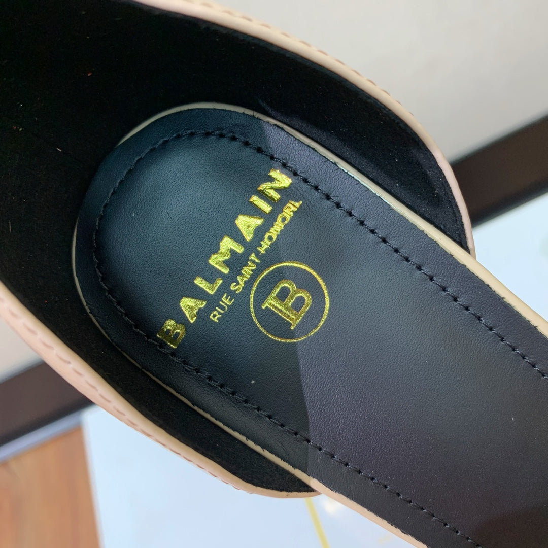 BALMAIN 26S METAL-HEEL SANDALS 105 MM IN BEIGE CALFSKIN