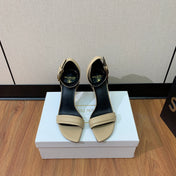 BALMAIN 26S METAL-HEEL SANDALS 105 MM IN DARK BEIGE CALFSKIN