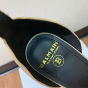 BALMAIN 26S METAL-HEEL SANDALS 105 MM IN DARK BEIGE CALFSKIN