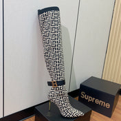 BALMAIN 26S HIGH-TOP BOOTS 105 MM IN BLACK AND WHITE FLYKNIT STYLE 4