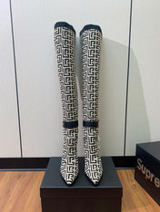 BALMAIN 26S HIGH-TOP BOOTS 105 MM IN BLACK AND WHITE FLYKNIT STYLE 4