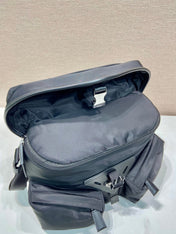 CROSSBODY BAG 29 IN BLACK RE-NYLON AND CALFSKIN TRIM