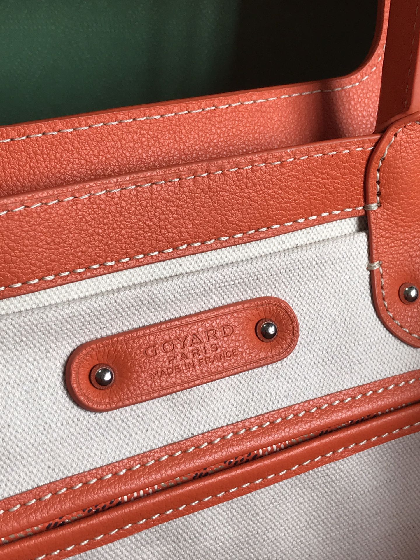 SAIGON SOUPLE BAG 34 IN RED ORANGE GOYARDINE CANVAS AND CALFSKIN
