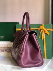 SAIGON SOUPLE BAG 34 IN BURGUNDY RED GOYARDINE CANVAS AND CALFSKIN