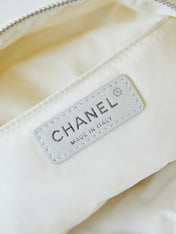 BACKPACK 22 IN WHITE FABRIC SILVER HARDWARE