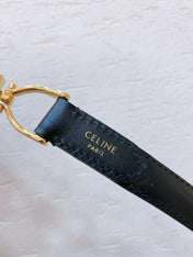 Hook & Loop 20mm TRIOMPHE Logo Square Adjustable Belt Black Calfskin Ghw