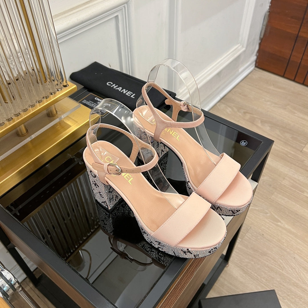 SANDALS leather satin pink