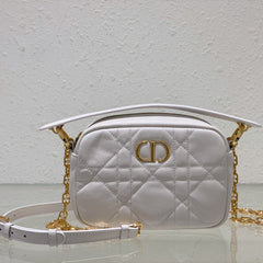 CARO BOX BAG 19 IN WHITE QUILTED MACROCANNAGE CALFSKIN