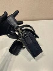 PHONE BAG 19 IN BLACK RE-NYLON AND SAFFIANO LEATHER TRIM