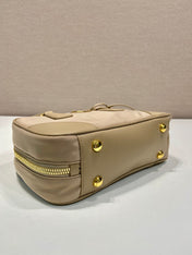 SMALL TOP HANDLE BAG 25 IN DRIED MOSS NYLON AND CALFSKIN TRIM