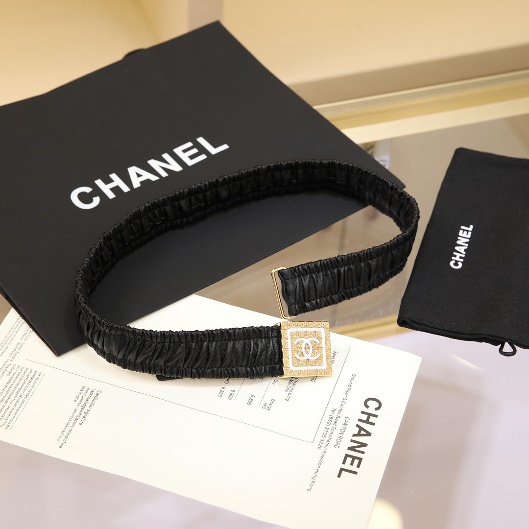 CHANEL 26S BELT 30 MM IN BLACK CALFSKIN 658422