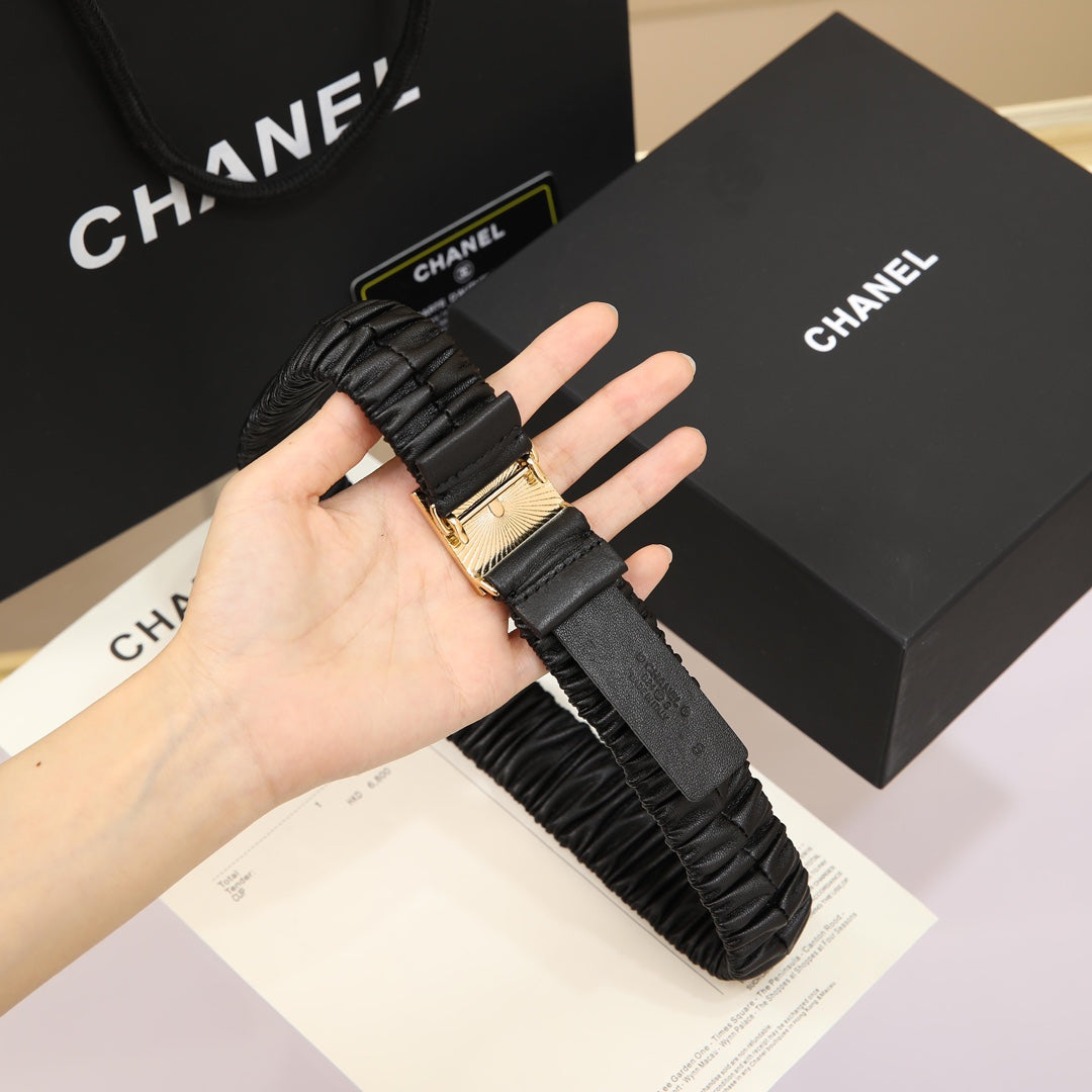 CHANEL 26S BELT 30 MM IN BLACK CALFSKIN 658425