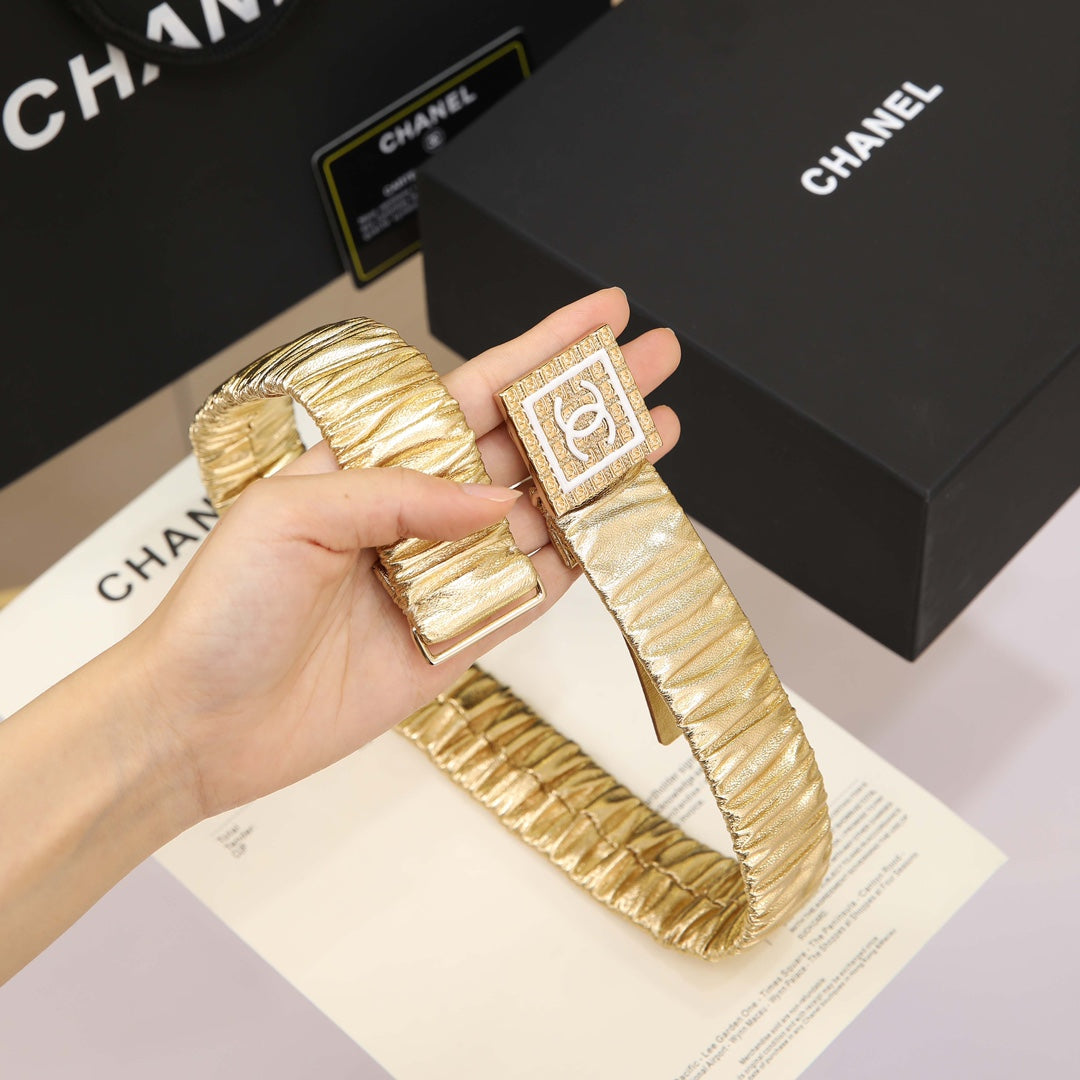 CHANEL 26S BELT 30 MM IN GOLD CALFSKIN 658429