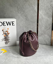 LOE 32 FLAMENCO PURSE BUCKET IN DARK BURGUNDY MELLOW NAPPA LAMBSKIN
