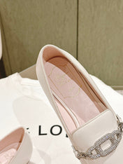 STRASS CHAIN LOAFERS IN WHITE CALFSKIN WITH CRYSTAL CHAIN DETAIL