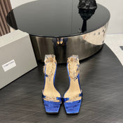 ZENITH SANDAL 10 CM IN AZURE BLUE LAMBSKIN