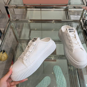 Mule Shoes White Canvas