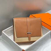 STEVE LIGHT JUNIOR MESSENGER BAG 27 IN GOLD TOGO CALFSKIN