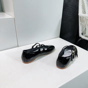 FLAT MARY JANE IN BLACK CALFSKIN