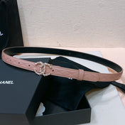CC BELT 20MM IN PEACHY PINK EMBROIDERED CALFSKIN GOLD HARDWARE ATTACH PEARLS