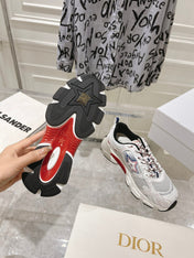 DIOR 25S CHRONO STAR FLATFORM SNEAKERS 45MM IN MESH WITH WHITE CALFSKIN