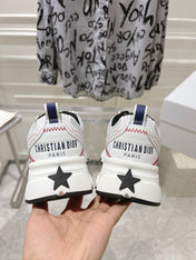 DIOR 25S CHRONO STAR FLATFORM SNEAKERS 45MM IN MESH WITH WHITE CALFSKIN