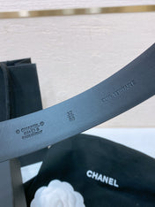 CC BELT 30MM IN BLACK SMOOTH CALFSKIN GOLD MIX BLACK METAL LOGO