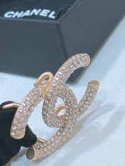 CC ELASTIC BELT 30MM IN BLACK WOOL FABRIC GOLD HARDWARE WITH RHINSTONES
