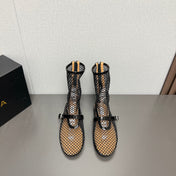 ALAIA SHORT BOOTS IN BLACK MESH FISHNET