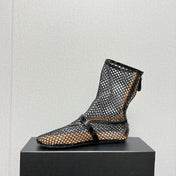 ALAIA SHORT BOOTS IN BLACK MESH FISHNET