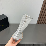 ALAIA SHORT BOOTS IN SILVER MESH FISHNET