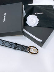 CC 30MM BELT IN BLACK EMBROIDERED CALFSKIN WHITE MIX BLACK METAL HARDWARE