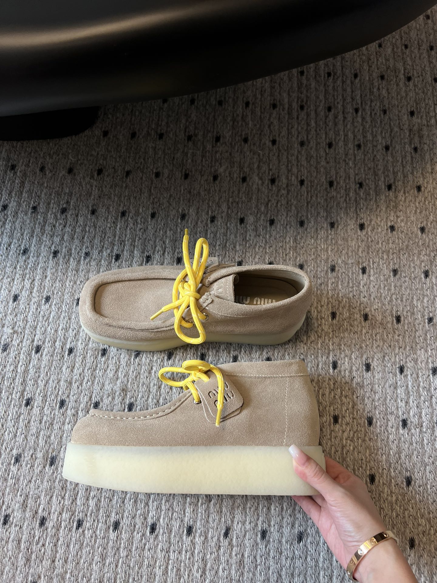 MIUMIU 26S CHUKKA BOOTS IN LIGHT BROWN SUEDE