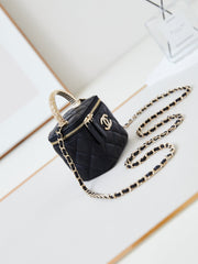 CHANEL 25S MINI VANITY BAG 11 CM IN BLACK LAMBSKIN WITH CRYSTAL-EMBELLISHED CC LOGO