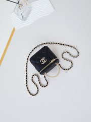 CHANEL 25S MINI VANITY BAG 11 CM IN BLACK LAMBSKIN WITH CRYSTAL-EMBELLISHED CC LOGO