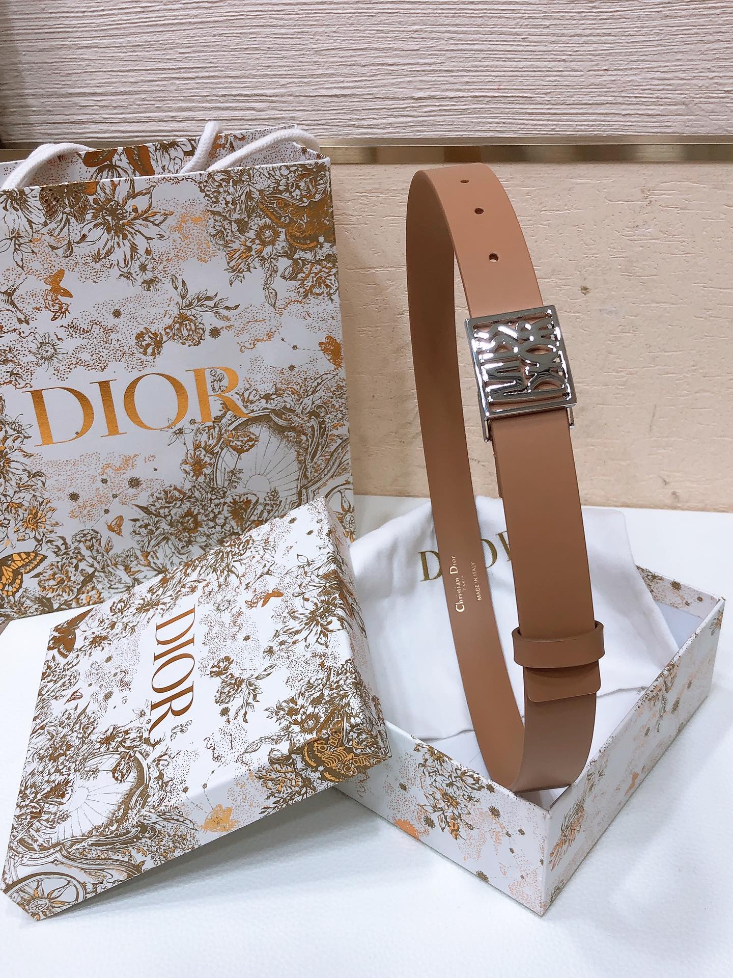 DIOR 26S BELT 25 MM IN BROWN CALFSKIN 655081
