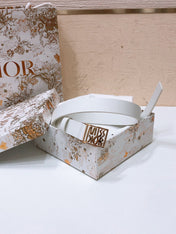 DIOR 26S BELT 25 MM IN WHITE CALFSKIN 655082