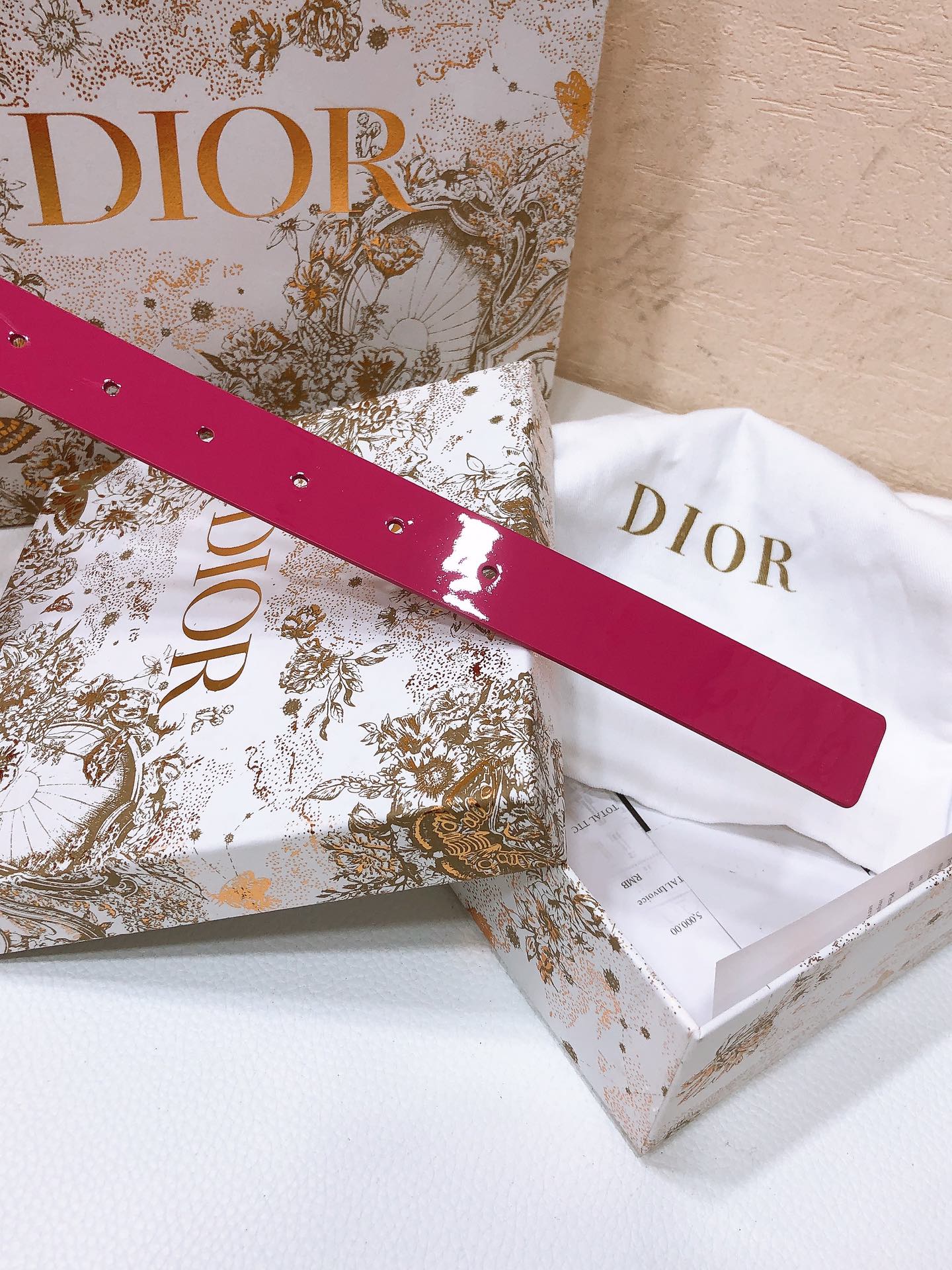 DIOR 26S BELT 25 MM IN PINK CALFSKIN 654109