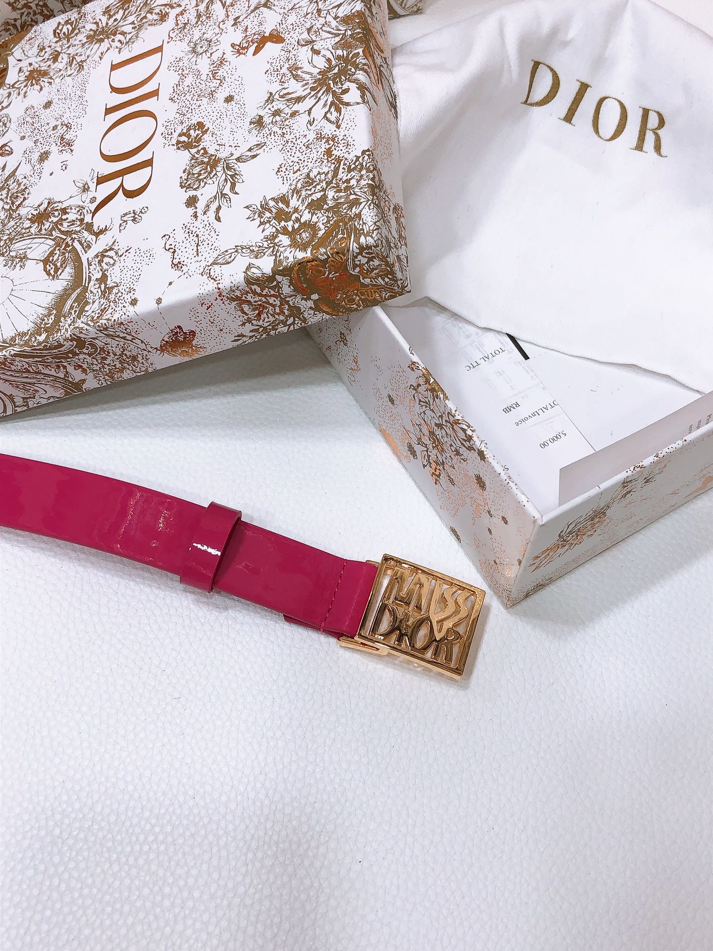 DIOR 26S BELT 25 MM IN PINK CALFSKIN 654109