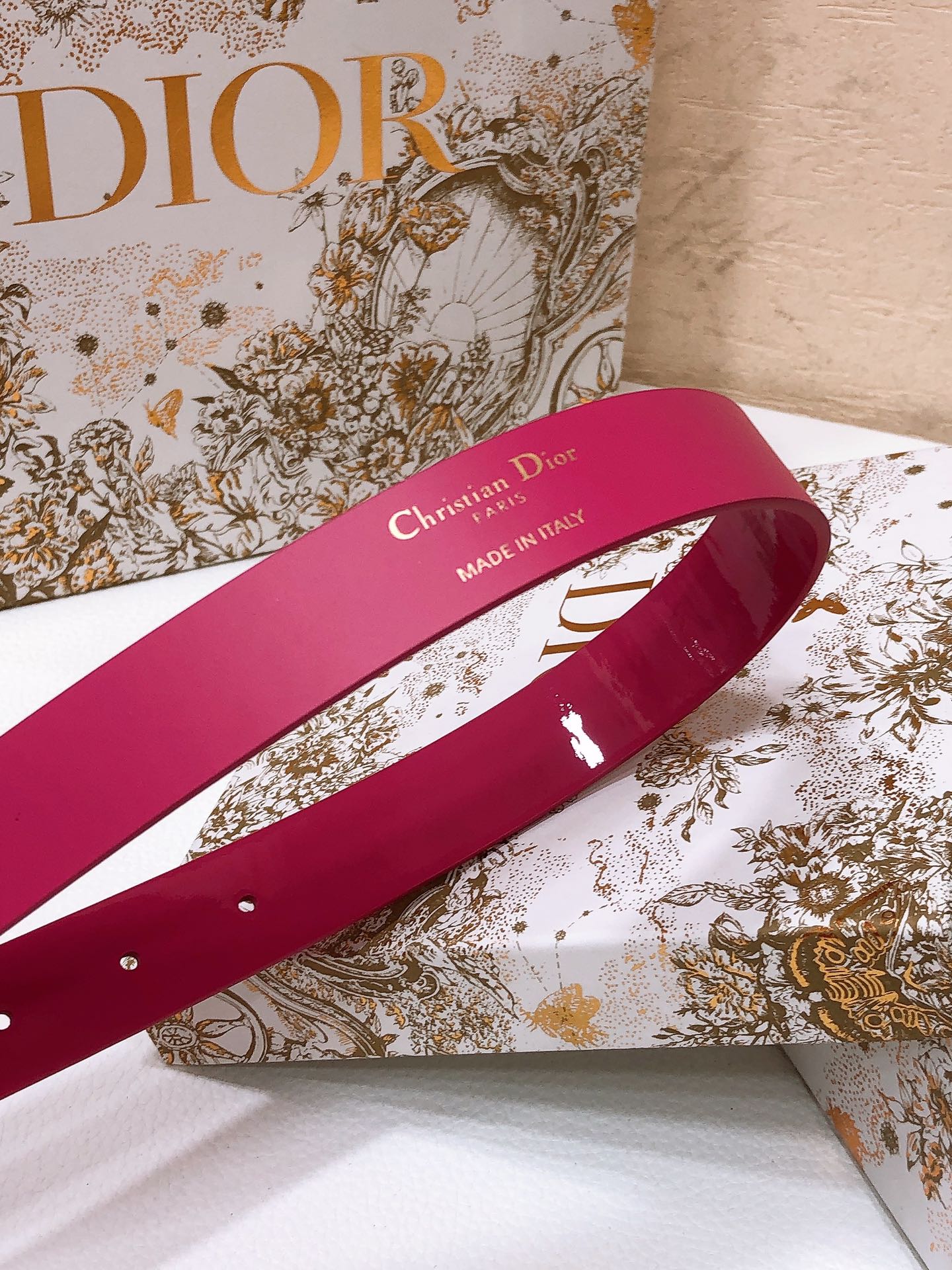 DIOR 26S BELT 25 MM IN PINK CALFSKIN 654109