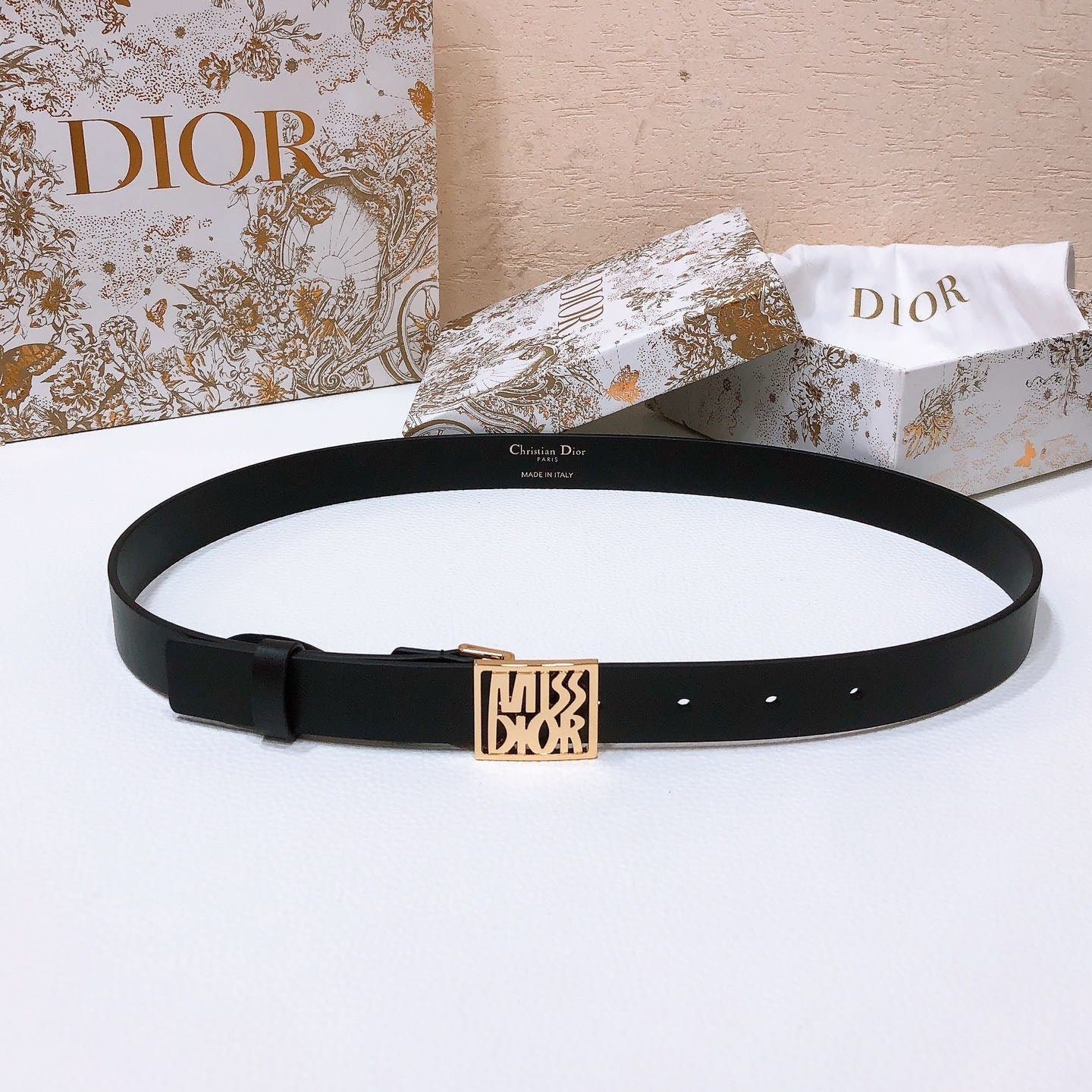 DIOR 26S BELT 25 MM IN BLACK CALFSKIN 655084