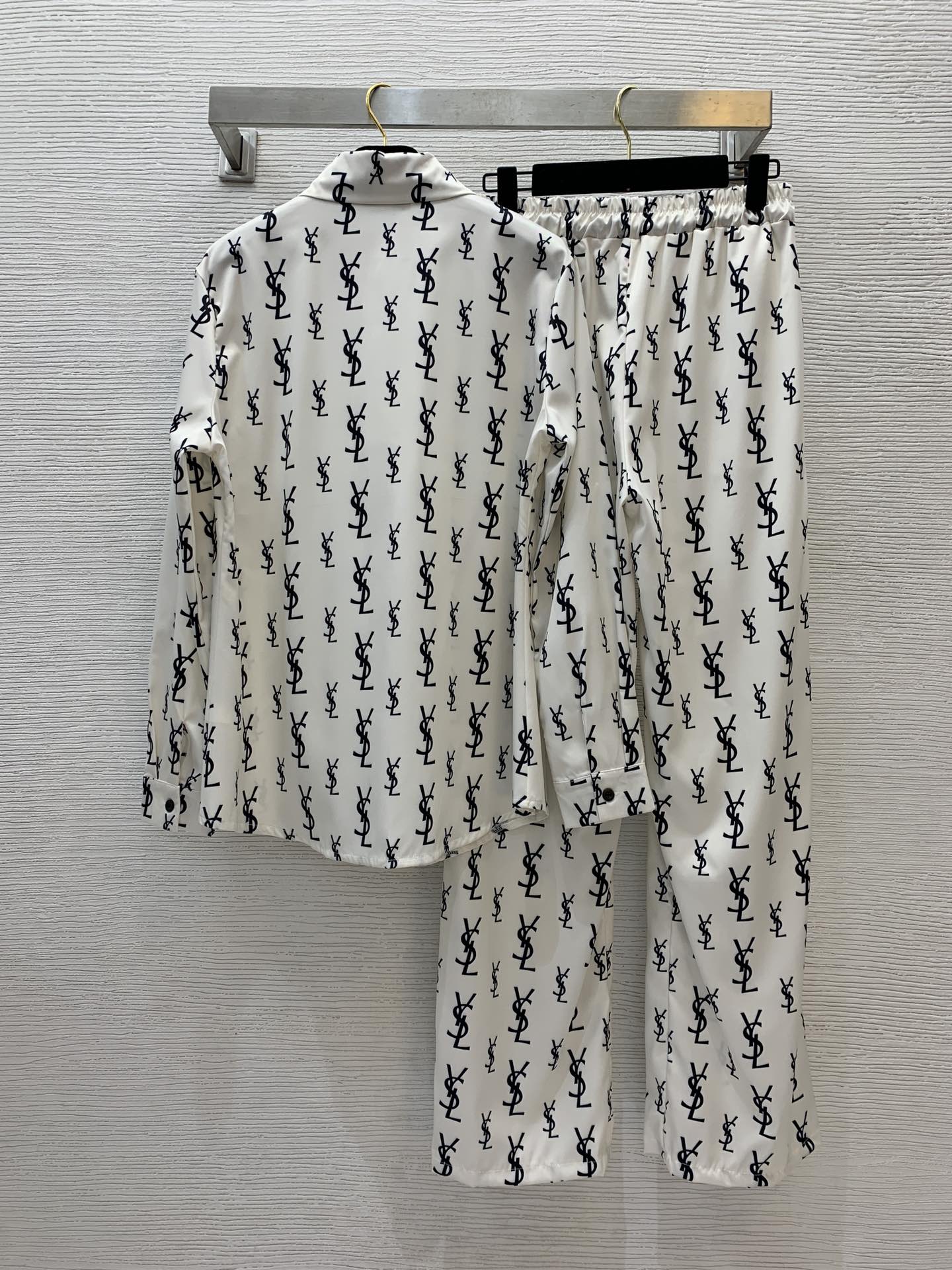 YSL 26S LONG-SLEEVE SHIRT & STRAIGHT-LEG PANTS SET 452