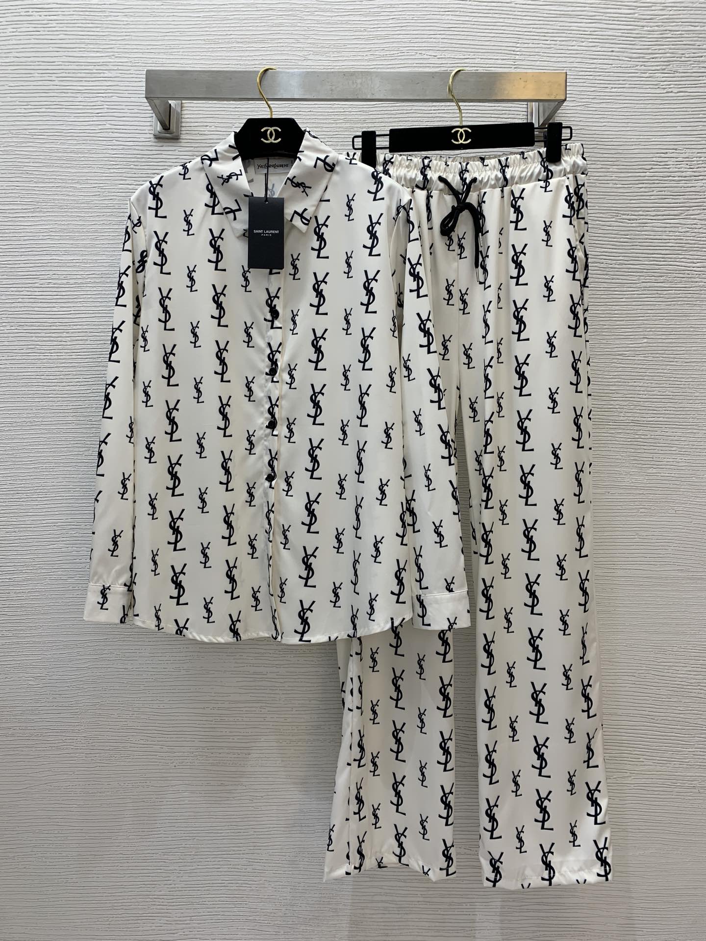 YSL 26S LONG-SLEEVE SHIRT & STRAIGHT-LEG PANTS SET 452