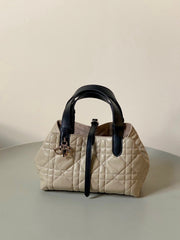 MINI TOUJOURS BAG 23 IN BEIGE CANNAGE CALFSKIN BLACK STRAP