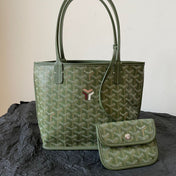 ANJOU MINI BAG 20 IN WOODLAND GREEN GOYARDINE CANVAS AND CALFSKIN