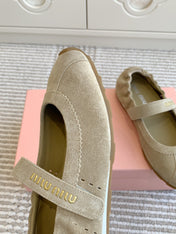 MARY JANE FLATS IN TROUT SUEDE